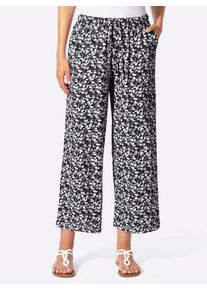 Culotte Classic Basics, Damen, Gr. 46, Normalgr&ouml;&szlig;en, schwarz, wei&szlig;, bedruckt, 100% Baumwolle, gebl&uuml;mt, gemustert, mehrfarbig, 7/8-L&auml;nge, Hosen Culotte