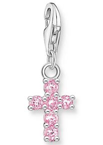 Charm-Einh&auml;nger Thomas Sabo "Kreuz Silber", bunt (silberfarben, pink, pink), Charms, Damen, Silber 925 (recycelt), Charm-Einh&auml;nger, mit Zirkonia (synth.)