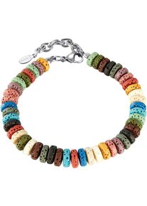 Armband Firetti "Schmuck Geschenk Edelstahl Armschmuck Ankerkettengliederung Regenbogen", bunt (edelstahlfarben, beige, blau, t&uuml;rkis, gr&uuml;n, oliv, braun, hellbraun, khaki, altrosa, rosa, orange, orangerot, beige, blau, t&uuml;rkis, gr&uuml;n, oliv, braun, hellbraun, khaki, altrosa, rosa, orange, orangerot), Armb&auml;nder, Damen, 23,5cm, Edelstahl, Armband, mit Lavastein