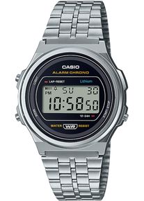 Chronograph CASIO VINTAGE, silber (silberfarben, schwarz), Armbanduhren, Damen, Chronograph, Quarzuhr, Armbanduhr, Damenuhr, Herrenuhr,Digitaluhr, Edelstahlarmband