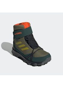Winterstiefel adidas terrex "TERREX SNOW HOOK-AND-LOOP COLD.RDY WINTER", Kinder, Gr. 40, bunt (focus olive, pulse olive, impact orange), Synthetik, Textil, Schuhe Winterstiefel, wasserdicht und w&auml;rmend, f&uuml;r Kinder & Jugendliche
