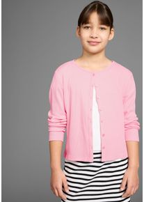 Sweatjacke Kidsworld "Shirtjacke aus weichem Rippmaterial", M&auml;dchen, Gr. 176/182, rosa, Feinripp, Obermaterial: 100% Baumwolle, unifarben, Basic schmal taillenbedeckt, Rundhals, Sweatjacken Sweatjacke, Feine Shirtjacke f&uuml;r jeden Anlass, Topseller