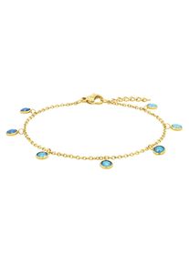 Armband Amor "2036446, 2036469", gold (gelbgoldfarben, blau, blau), Armb&auml;nder, Damen, 19cm, Edelstahl, Armband, mit Zirkonia (synth.)