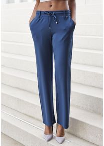 Homewearhose Lascana, Damen, Gr. 44/46, N-Gr, blau, Obermaterial: 70% Viskose, 25% Polyamid, 5% Elasthan, unifarben, Basic, Hosen Homewearhose, in weich flie&szlig;endem Material, Loungewear, Topseller