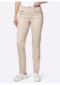 Bequeme Jeans Heine, Damen, Gr. 46, Normalgr&ouml;&szlig;en, sand, 81% Baumwolle, 17% Polyester, 2% Elasthan, unifarben, lang, Jeans Bequeme Jeans