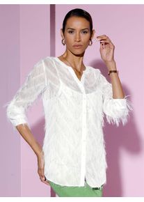 CR&Eacute;ATION L Langarmbluse CREATION L, Damen, Gr. 42, ecru, 100% Polyester, unifarben, V-Ausschnitt, Blusen Langarmbluse