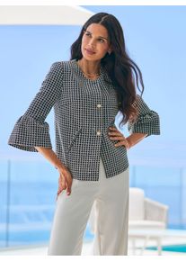 Jackenblazer Heine "Blazer", Damen, Gr. 46, marine, ecru, gemustert, 98% Polyester, 2% metallisierte Fasern, Blazer Jackenblazer