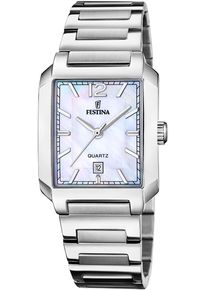 Quarzuhr Festina "On The Square", silber (silberfarben, silberfarben), Armbanduhren, Damen, Quarzuhr, Armbanduhr, Damenuhr, Edelstahlarmband, Datum