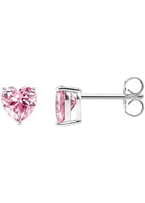 Paar Ohrstecker Thomas Sabo "Schmuck Silber 925 Ohrringe in Herzform", bunt (silberfarben, pink, pink), Ohrringe, Damen, Silber 925 (recycelt), Paar Ohrstecker, mit Zirkonia (synth.)