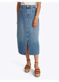 Jeansrock Tommy Hilfiger "DNM MIDI STRAIGHT SKIRT HW UMA", Damen, Gr. 44, uma, Denim/Jeans, Obermaterial: 100% Baumwolle, unifarben, straight fit wadenlang, R&ouml;cke Jeansrock, in blauer Waschung
