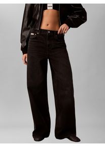 Weite Jeans Calvin Klein Jeans, Damen, Gr. 27, L&auml;nge 32, evening schwarz, Denim/Jeans, Obermaterial: 100% Baumwolle, unifarben, relaxed fit normal, Jeans Weite Jeans, Wide-leg-Passform
