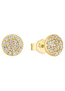 Paar Ohrstecker Amor "2013892", gold (goldfarben,wei&szlig;, kristallwei&szlig;), Ohrringe, Damen, Gelbgold 375, Paar Ohrstecker, mit Zirkonia (synth.)