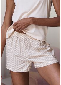 Pyjamashorts Lascana, Damen, Gr. 46, N-Gr, beige (beige, wei&szlig;, gemustert), Web, Obermaterial: 100% Viskose, gemustert, gerade kurz, Hosen Pyjamashorts, mit edlem Allover-Muster, Topseller