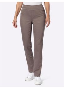 Schlupfhose Casual Looks, Damen, Gr. 46, Normalgr&ouml;&szlig;en, grau (dunkeltaupe), 65% Baumwolle, 33% Polyester, 2% Elasthan, unifarben, lang, Hosen Schlupfhose