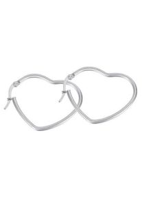 Paar Creolen Firetti "Schmuck Geschenk Herz", silber (edelstahlfarben), Ohrringe, Damen, 32mm, Edelstahl, Paar Creolen