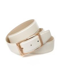 Lederg&uuml;rtel Anthoni Crown, Damen, Gr. 95, wei&szlig;, Leder, unifarben, G&uuml;rtel Lederg&uuml;rtel, mit Dornschlie&szlig;e in goldfarben, abgesteppte R&auml;nder