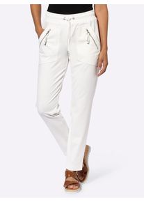 Schlupfhose Casual Looks, Damen, Gr. 46, Normalgr&ouml;&szlig;en, beige (ecru), 76% Polyester, 20% Viskose, 4% Elasthan, unifarben, lang, Hosen Schlupfhose