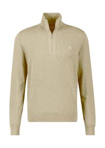 Troyer Lerros, Herren, Gr. XL, tender beige melange, Strick, Obermaterial: 100% Baumwolle, meliert, regular fit normal, ohne Ausschnitt, Rippb&uuml;ndchen, Pullover Troyer, mit Logo Stickerei