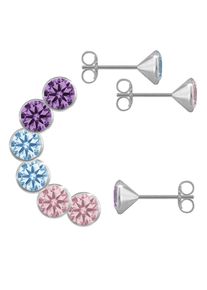 Ohrstecker-Set Firetti "Multipack Schmuck Geschenk Silber 925 Ohrstecker Glitzer" Gr. 5,5, bunt (silberfarben, pink, hellblau, lila, pink, hellblau, amethyst), Ohrringe, Damen, 5,5, Silber 925 (Sterlingsilber), Ohrstecker-Set, mit Zirkonia (synth.)