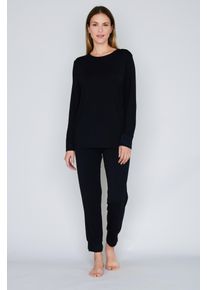 JOOP! Pyjama JOOP, Damen, Gr. 36, schwarz, Jersey, Obermaterial: 95% Modal, 5% Elasthan, bequem lang, Rundhals, Homewear-Sets Pyjama, Langarm, Regular Fit, Modal-Mix, Rundhalsausschnitt