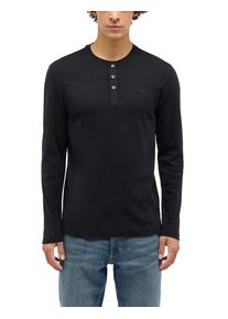 Langarmshirt Mustang "Herren Style Arminto", Herren, Gr. L, schwarz, Strick, 100% Baumwolle, Rundhals, Shirts Langarmshirt