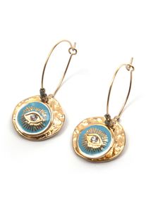 Paar Creolen Firetti "Ohrschmuck Auge", blau (gelbgoldfarben, blau), Ohrringe, Damen, 25mm, Metall, Paar Creolen