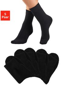 Basicsocken Lavana, Damen, Gr. 39-42, 5x schwarz, Baumwollmischung, unifarben, elastisch, Socken Basicsocken, Thermosocken mit Vollfrottee