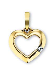 Kettenanh&auml;nger ONE ELEMENT "Zirkonia Herz Herz Anh&auml;nger aus 333 Gelbgold", gold, Schmuckanh&auml;nger, Damen, Gelbgold 333, Kettenanh&auml;nger