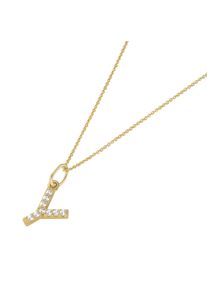 Kette mit Anh&auml;nger Luigi Merano "Kette Anh&auml;nger Buchstabe Y mit Zirkonia, Gold 375", gold, Halsketten, Herren, Gelbgold 375, Kette mit Anh&auml;nger