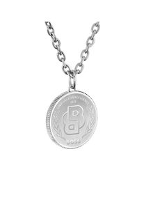 Kette mit Anh&auml;nger BOSS "DOUBLE B COIN", edelstahlfarben, Halsketten, Damen, Edelstahl, L: 70 B: 2mm, Kette mit Anh&auml;nger, B:2mm