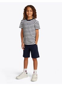 T-Shirt & Shorts Tommy Hilfiger "ESSENTIAL SET", Jungen, Gr. 86, blau (schwarz night navy), Jersey, Obermaterial: 80% Baumwolle, 20% Polyester, gestreift, KOB Set-Artikel T-Shirt & Shorts, mit Logoschriftzug