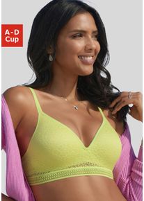 Bralette-BH Lascana "Freya", Damen, Gr. 75, Cup C, gr&uuml;n (lime), Spitze, Obermaterial: 36% Polyamid, 29% Polyester, 27% Baumwolle, 8% Elasthan, BHs Bralette-BH, ohne B&uuml;gel mit eingearbeitetem Push-up Kissen, Dessous