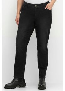 Stretch-Jeans sheego, Damen, Gr. 88, Langgr&ouml;&szlig;en, schwarz (schwarz denim), 99% Baumwolle, 1% Elasthan, unifarben, lang, Jeans Stretch-Jeans
