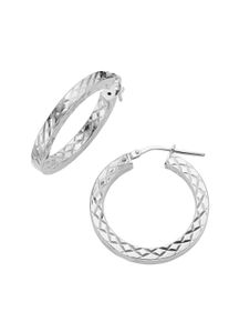Paar Creolen Firetti "Schmuck Geschenk Silber 925 Ohrschmuck Ohrringe diamantiert", silberfarben, Ohrringe, Damen, 26mm, Silber 925 (Sterlingsilber), Paar Creolen