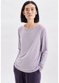 Langarmshirt Seidensticker "Schwarze Rose", Damen, Gr. S, lila, 94% Modal 6% Elastan, unifarben, Shirts Langarmshirt, Langarm Henley Uni