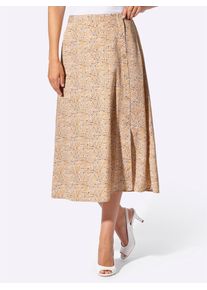 Sommerrock Classic Basics, Damen, Gr. 48, camel, champagner, bedruckt, 100% Polyester, gemustert, gepunktet, wadenlang, R&ouml;cke Sommerrock