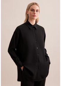 Longbluse Seidensticker "Schwarze Rose", Damen, Gr. 3XL (46), schwarz, 100% Polyester, unifarben, oversize, ohne Ausschnitt, Blusen Longbluse, 1/1 Kragen Uni