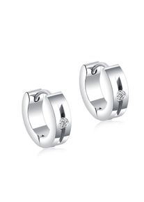 Paar Creolen Firetti "Schmuck Geschenk Glamour, klassisch", silber (edelstahlfarben, wei&szlig;, kristallwei&szlig;), Ohrringe, Damen, 13,5mm, Edelstahl, Paar Creolen, mit Zirkonia (synth.)