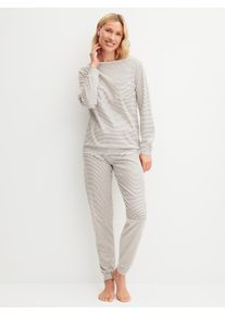 Schlafanzug Calida "Sweet Dreams", Damen, Gr. M (44/46), charm cream, Interlock, Obermaterial: 100% Baumwolle, bequem lang, Rundhals, angesetztes B&uuml;ndchen, Homewear-Sets Schlafanzug, Langarm, Rundhals, Interlock-Qualit&auml;t, weich, bequem