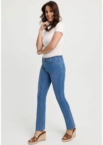 Bootcut-Jeans WONDERJEANS, Damen, Gr. 46, L&auml;nge 30, authentic bleach, Denim/Jeans, Obermaterial: 88% Baumwolle, 8% Polyester, 4% Elasthan, unifarben, figurbetont lang, Jeans Bootcut-Jeans, Figurbetonte Form mit leicht ausgestelltem Bein