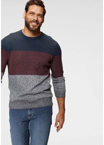 MAN'S WORLD Rundhalspullover MAN'S WORLD "Bis Gr&ouml;&szlig;e 5 XL", Herren, Gr. XL (56/58), wei&szlig; (marine, rot, wei&szlig;), Strick, Obermaterial: 50% Baumwolle, 50% Polyacryl, meliert, regular fit, Rundhals, Rippstrickb&uuml;ndchen, Pullover Rundhalspullover, mehrfarbig, Topseller