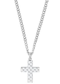 JOOP! Kette mit Anh&auml;nger JOOP "Kreuz", silber (edelstahlfarben), Halsketten, Herren, Edelstahl, L: 60, Kette mit Anh&auml;nger