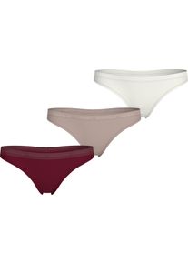 Slip "3P THONG (EXT SIZES)", Damen, Gr. L (40), 3 Stk., rot (deep rouge, bal beige, ivory), Jersey, Obermaterial: 56% Modal, 36% Baumwolle, 8% Elasthan, Tommy Hilfiger Underwear, unifarben, k&ouml;rpernah, Unterhosen Slip, mit Logobund
