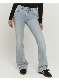 Bootcut-Jeans Tally Weijl "SPADEBOOTY", Damen, Gr. 34, N-Gr, denim blau, Denim/Jeans, Obermaterial: 90% Baumwolle, 8% Elastomultiester, 2% Elasthan, clean, bootcut fit lang, Jeans Bootcut-Jeans, Baumwollmischung, Mid Waist