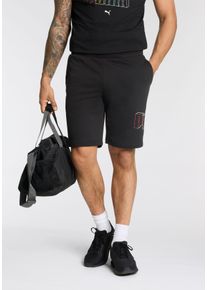 Trainingsshorts Puma "ESS LOGO LAB EXECUTION SHORTS 10" TR", Herren, Gr. L, N-Gr, schwarz (Puma schwarz), Sweatware, Obermaterial: 68% Baumwolle, 32% Polyester, bedruckt, regular fit ca. Mitte Knie, Hosen Trainingsshorts, sportlicher Stil, mit Eingrifftaschen, aus Baumwolle und Polyester