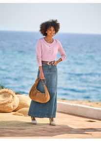 Langarmshirt Heine "Shirt", Damen, Gr. 34, rosa (ros&eacute;), 100% Baumwolle, unifarben, Rundhals, Shirts Langarmshirt