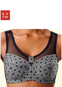 Entlastungs-BH Nuance, Damen, Gr. 85, Cup E, schwarz (schwarz, kariert), Microtouch, Obermaterial: 50% Polyamid, 43% Polyester, 7% Elasthan, BHs Entlastungs-BH, ohne B&uuml;gel