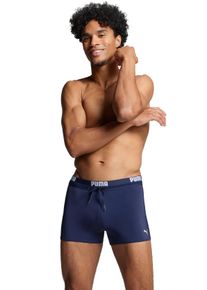 Badehose Puma "Puma SWIM MEN LOGO TRUNKS", Herren, Gr. L, N-Gr, blau (navy), Web, Obermaterial: 80% Polyester, 20% Elasthan, unifarben, Badehosen Badehose, elastischer Logobund mit integriertem Kordelzug, Topseller