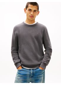 Rundhalspullover Tommy Jeans, Herren, Gr. L, washed schwarz, Sweatware, Obermaterial: 100% Baumwolle, slim fit normal, Rundhals, eingesetzt Rippstrickb&uuml;ndchen, Pullover Rundhalspullover, Slim fit mit Rundhalsausschnitt