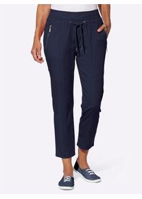 7/8-Hose Casual Looks, Damen, Gr. 46, Normalgr&ouml;&szlig;en, blau (marine), 98% Baumwolle, 2% Elasthan, unifarben, 7/8-L&auml;nge, Hosen 7/8-Hose